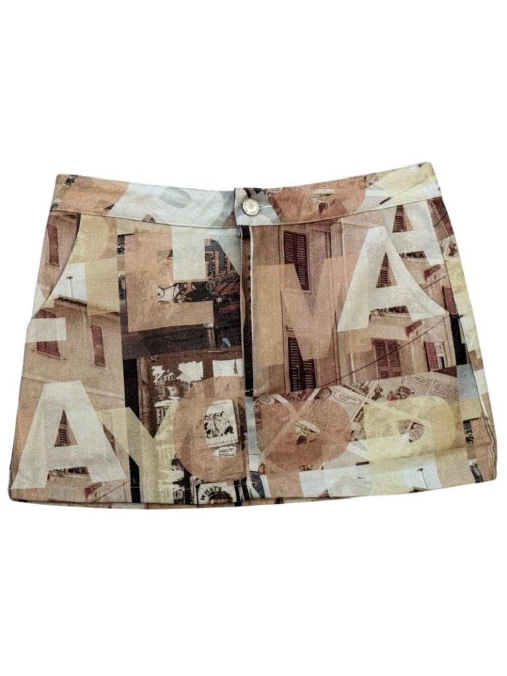 Womens Mini Skirt Neutral Film Graphic A-Line Size 2 NWT Peppermayo On The Edge - Picture 4 of 15